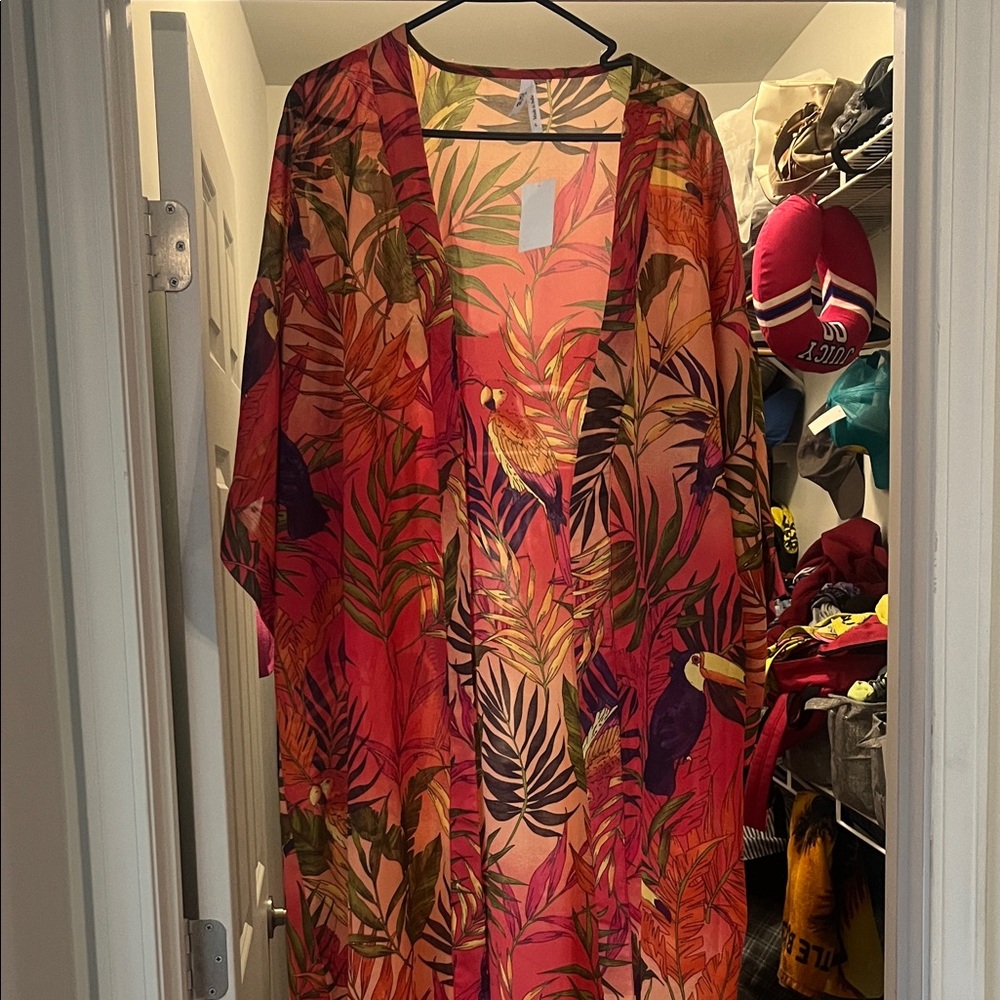 Truth NYC Multicolor Tropical Print Kimono Jacket